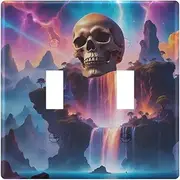 AIXIWAWA Switch Plate Fantastic Skull Print, 1 Pack Home Decor Wall Plates 2-gang with Screw Size 4.56x4.48x0.27 in