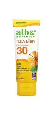 Alba Botanica Hawaiian Sunscreen Lotion, SPF 30, Aloe Vera, 3 Oz