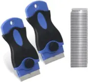 2PACK Razor Blade Scraper Tool with 30Pcs Stainless Steel Blades for Glass Stove