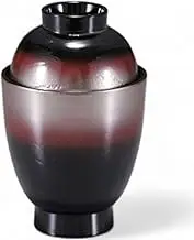 J-Kitchens Tsubone Wood Grain Small Suction Bowl (Soup Bowl, Bowl, Wan, Lacquerware) (Lid), Black Vermilion, Silver Blur, 2.8 x 2.8 x 4.3 inches (7.1 x 7.1 x 11 cm), ABS Resin, Made in Japan