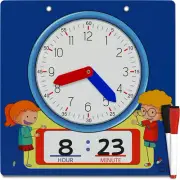 Writable Dry Erase Learning Clock for Kids Write & Wipe Demonstration Clock for
