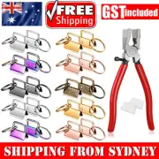60Pcs 25mm DIY Craft Key Fob Keychain Hardware With Pliers Wristlets Tail Clip