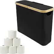 Hevtsde Toilet Paper Storage Basket - Large Capacity Toilet Paper Bin for Bathroom 12 Rolls Compatible Foldable Toilet Paper Holder Dispenser with Side Window Toilet Paper Holder for Home (Black)