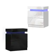2 Drawers Artiss LED Bedside Table Nightstand Coley