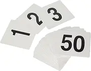 New Star 23176 1 to 50-Double Side Plastic Table Numbers, 4 by 4-Inch, Black on White