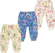 [Disney] Princess Ariel Belle Tiana Baby Girls French Terry 3 Pack Pants Multicolor 12 Months Grey/Black