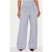 Shape Grey Tailored Double Waistband Turn Up Pants, Grey