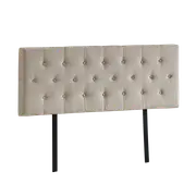 Linen Fabric Double Bed Deluxe Headboard Bedhead - Beige