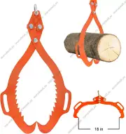 18in Steel 2 Serrated Claw Hook Log Lifting Tongs Timber Grapple Claw Heavy-Duty