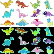 [Blulu] 24 Pieces Charm Shoes Decoration Shoe Charms Shaped Dinosaur Luminous Charms Shoes Cartoon Dinosaur Glow in the Dark 12 Models, Plastic, No Gemstone, Plastic, No Gemstone