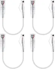GeeekPi 4 Pack Snagless Short Shielded Cat6A Ethernet Cable 0.2 Meters for Raspberry Pi, PC, Server, Printer, Router, Switch Network Cable, White (20 cm/0.65 ft)