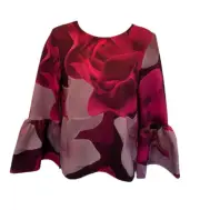 BNWT Ted Baker Toepal Porcelain Rose Bell Sleeve Top Size 2 UK 10