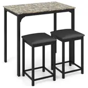 Costway 3Pcs Metal Dining Table Set Kitchen Table Set w/1 Table & 2 Stool Coffee