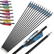 Archery 28" 30'' 31" Carbon Arrows SP500 4" Turkey Feathers Bow Target Hunting