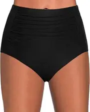 [Generic] Women Tummy Control Bikini Bottoms 2025 Basic High Waisted Full Coverage Swim Bottom Front Ruched Bathing Swimsuit