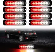 LED Emergency Strobe Lights, 8X Red White 6 LED Strobe Warning Emergency..