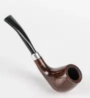 Briar Tobacco Smoking Pipe, Army Mount, Metal Cooling Filter, Brown