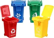 Abaodam 4Pcs Mini Trash Can Mini Desk Trash Can Tiny Curbside Garbage Bin Miniature Garbage Cans with Lid Small Garbage Bin Model for Kids Toddlers Toys