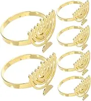 Hanukkah Menorah Napkin Rings Set Jewish Holiday Tableware Decorations for Dinner Party Home