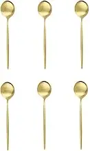 Tea Spoon Dessert Spoons 6Pcs Tea Coffee Stir Mini Spoons Small Matte Stainless Steel Spoon Kitchen Accessories Black Rose Gold Teaspoon Set 6Pcs Gold