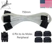 Corsair CP-8920196 Peripheral Cable 4 Molex Connectors 6 Pin PSU CD Drive Type 4