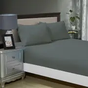 Fabric Fantastic 1000tc Ultra Soft King Size Bed Charcoal Fitted Sheet & 2 Pillowcases Set