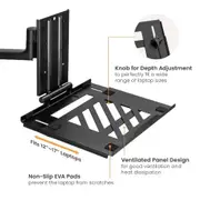 Brateck Adjustable Laptop Tray For Monitor Arms Fits12-17' with standard 75x75 VESA plate NBH-7