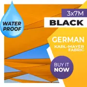 WATERPROOF SHADE SAIL RECTANGLE BLACK 3mx7m 7mx3m SUN 3x7 7x3 7x3m 3x7m 3 x 7