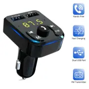 Car Wireless FM Bluetooth 5.0 Transmitter Adapter 2USB PD Charger Hand-Free