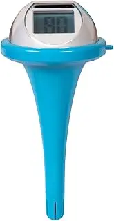 GAME 14030-BB Solar Digital Pool & Spa Floating Thermometer, Solar Powered, Fahrenheit & Celsius, Double-Sided Display, LCD Screen, Light Blue