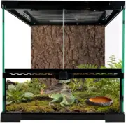 Reptile Glass Tank 12"*12"*12" Terrarium Habitat with Double Hinge Door and Top