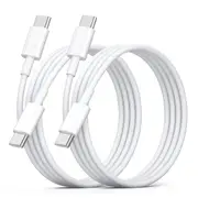 [2-Pack] USB Type C to C Cable 60W Fast Charging 2m/6FT Compatible with iPhone 16, iPad 10, MacBook, Laptop, Samsung Android