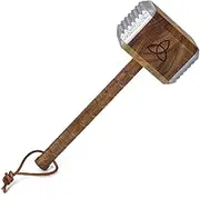 getDigital Mjölnir Meat Tenderizer Tool - Thor's Hammer Kitchen Helper for Tenderizing Steak - Acacia Wood with Dual-Sided Aluminum Caps and Runes Decoration