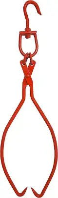 Log Skidding Tongs 32-Inches- Single Swivel Grab for Handling, Red