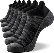 [FITRELL] 6 Pack Ankle Running Socks for Men and Women Low Cut Cushioned No Show Athletic Sports Compression, Shoe Size 7-9, New Black, New Black, 7-9