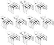 uxcell 100Pcs 5 x 7.5mm Fold Over Cord Ends, Cord Tips Leather Rope End Caps, Crimp Clamp Clasp Fastener Loop for DIY Jewelry Craft Making, Silver