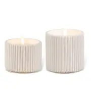 White Cement Ribbed 3D LED Flameless Candles