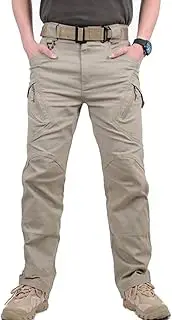 [Erston] Men's Outdoor Work Military Tactical Pants Lightweight Ripstop Combat Trousers Hiking Pant with 9 Pockets No Belt