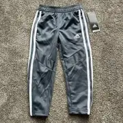 Adidas Iconic Tricot Pant Size 4 DK Grey White Three Stripe Side Pockets NWT