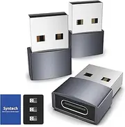 [Syntech] USB C Female to USB Male Adapter Pack of 3[Aluminum Shell, High Stability] Type C to USB A Converter Compatible with iPhone 13 Pro Max Apple Watch Series 7 AirPods 3 CarPlay etc. (Space Gray)