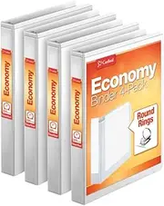 Cardinal Economy Round Ring View Binders, 1 Inch, White, 4 per Pack (79510)