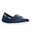 Women's Clarks Step Maro Sand Boat Shoe, style# 132663-080, size 8, color Navy