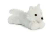 Aurora Adorable Mini Flopsie White Wolf Stuffed Animal - Playful Ease - Timeless Companions - White 8 Inches