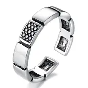 3PCS Silver plating Ring Fashion Woman Jewelry Open Ring Adjustable DIY Square Jewelry Retro Simple