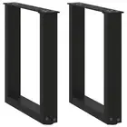 U Shaped Coffee Table Legs Black Steel Set of 2 38x42 to 43 cm Modern Design
