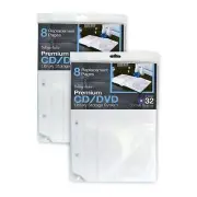 Bellagio-Italia Insert Sheets for CD/DVD Storage Binder - 16 Sheets - 2 Pack