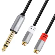 6.35Mm to 2RCA Audio Adapter, 1/4 Inch Male TRS to Stereo Dual RCA Female Y Spli