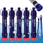 5xPersonal Water Filter Straw 4Stage Survival5000L Outdoor Drinking Water Filter