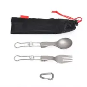 Folding Camping Cutlery Set Outdoor Camping Metal Tableware Fork Spoon