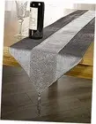 13inch x 72inch Table Runner with Diamante Strip and Tassels (Grey) A-grey